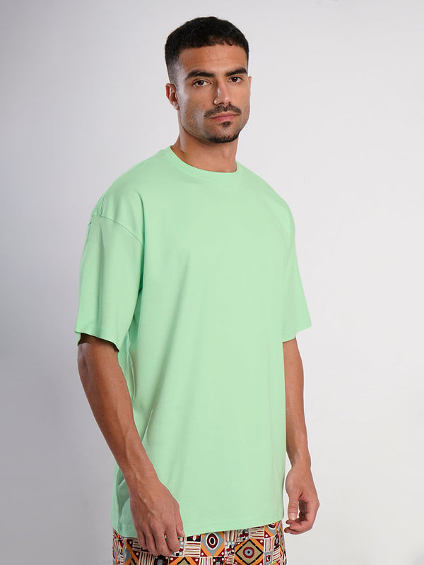 Men Mint Drop shoulder  Oversize Cotton T shirt