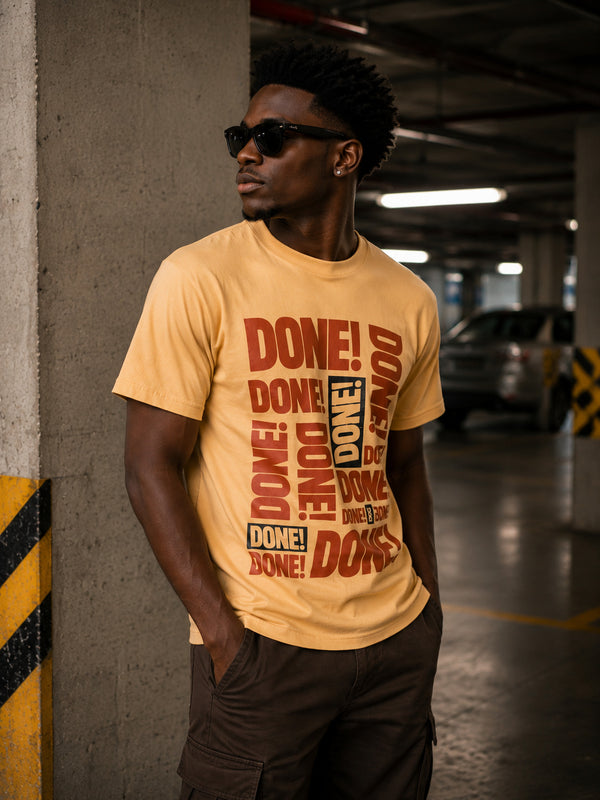 Men Tan Typography print T Shirt
