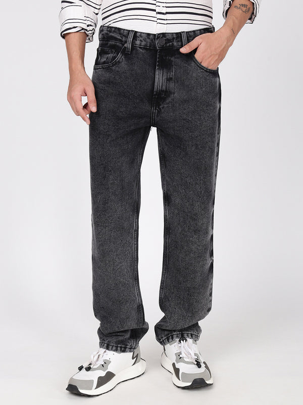 Men Black Relax Fit Light Fade Jeans
