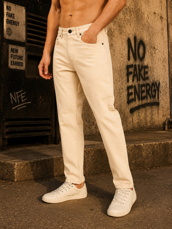 Men Ecru Regular Jeans