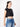 Women Black Front Tie-up Solid Top