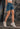 Women Dark Blue Paneled Solid Denim Shorts with Side Cargo Pockets