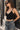 Women Black Overlap Neck Crop Top