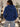 Women Blue Relax Embroidered Hoodie Sweatshirt