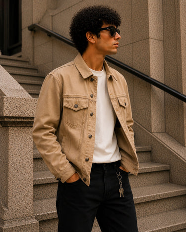 Unisex Mood Switch Relaxed Denim Jacket with Swappable Soild Patch