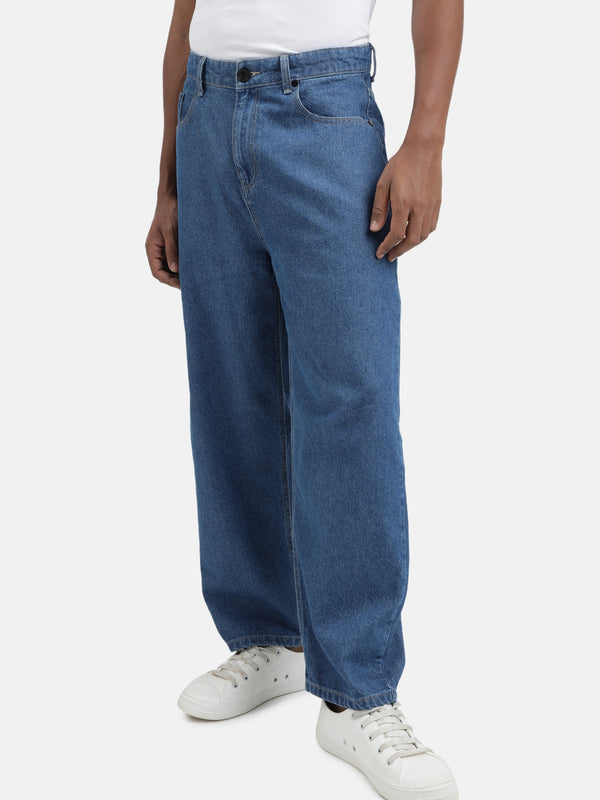Men Solid Light Blue Baggy-Fit Denim Jeans