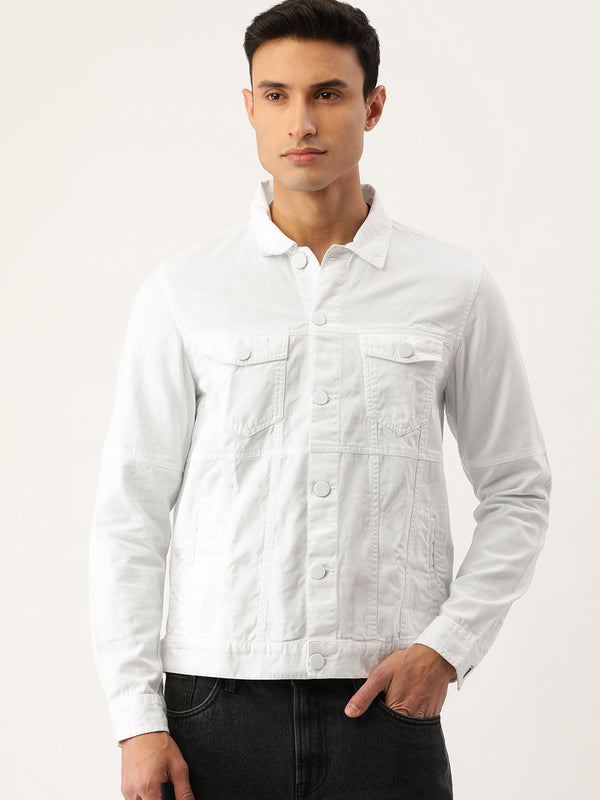 Men Slim Fit Solid Light Weight Cotton Jacket