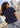 Women Navy Blue Oversize Floral Graphic Printed T-Shirt