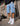 Men Blue Straight Convertible Cargo Denim Trouser