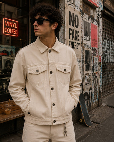 Unisex Mood Switch Relaxed Denim Jacket with Swappable Soild Patch