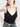 Women Black Overlap Neck Crop Top