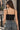 Women Black Overlap Neck Crop Top