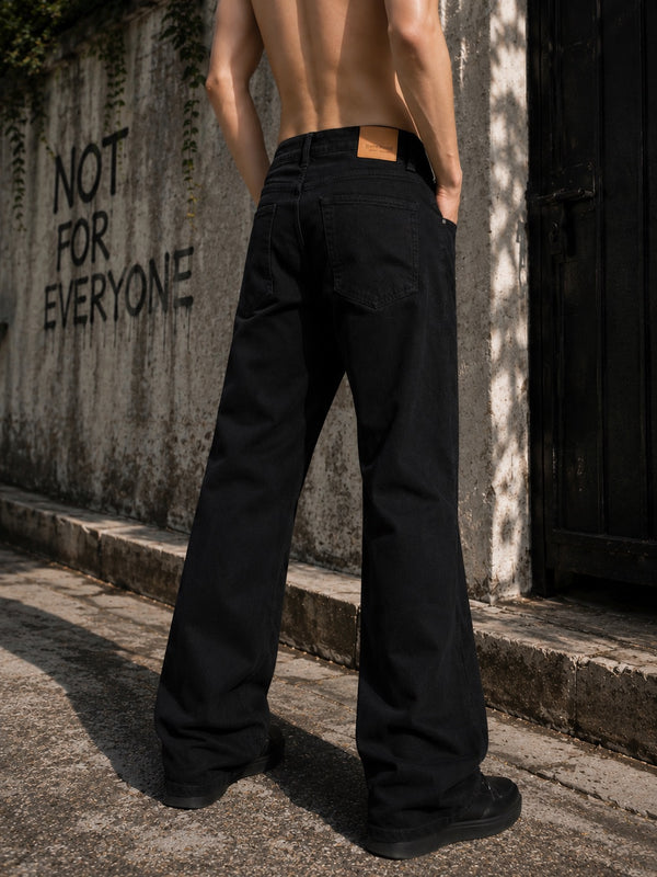 Men Black Boot-Cut Solid Jeans