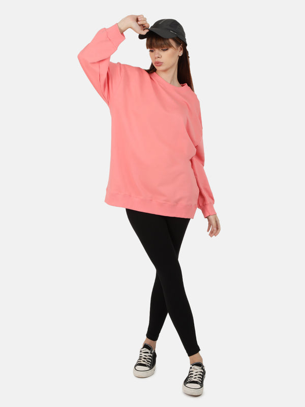 Women Peach/Black Longline Oversize Sweatshirt with Leggings Co-Ord Set