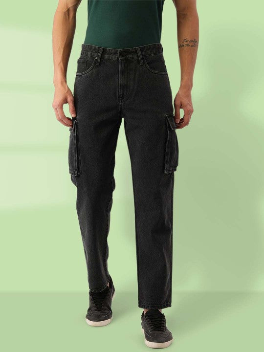 Men Black Relaxed Fit Denim Jeans