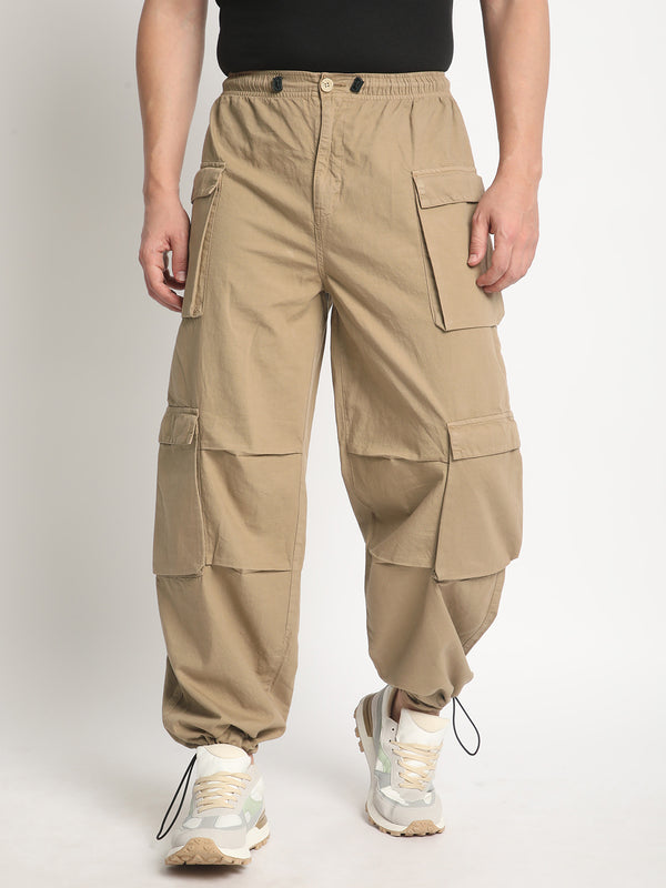 Men Solid Cargo Trousers