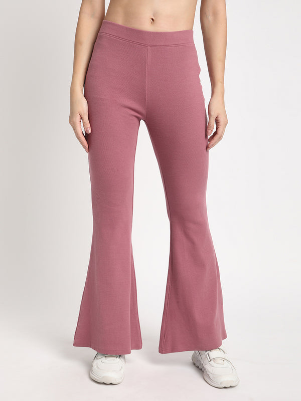 Women Burgundy Skinny Fit Knitted Pants