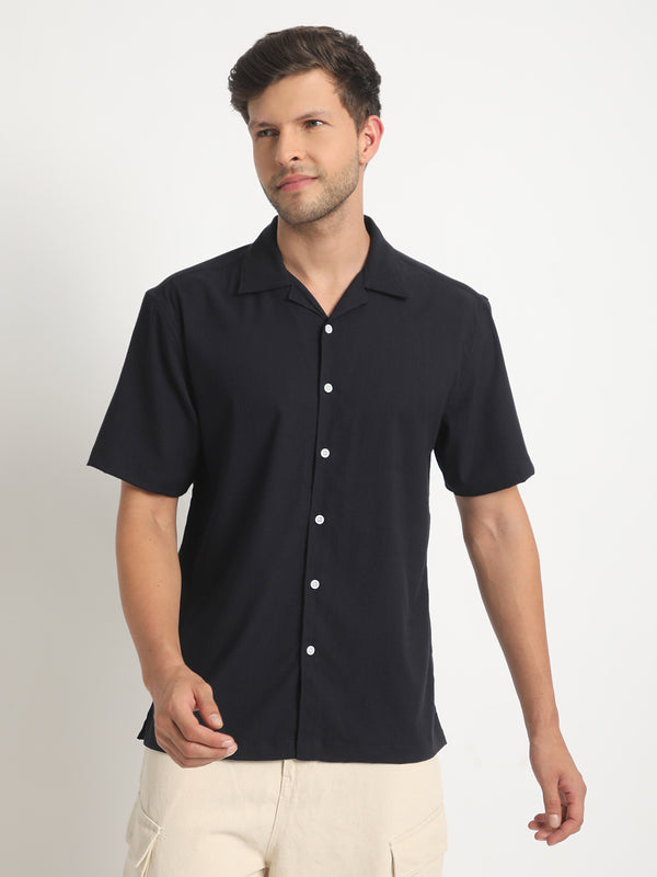 Men Black Half Sleeves Relaxed Casual Shirt