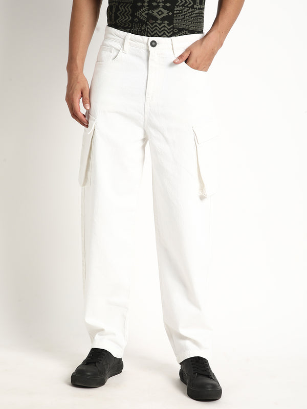 Men Solid Cargo Trousers