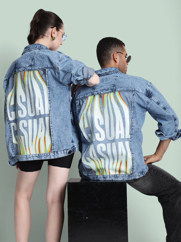 Unisex Oversized Denim Jacket With Swappable Graphic Patch