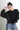 Women's Oversized Typography Printed Black Sweatshirt