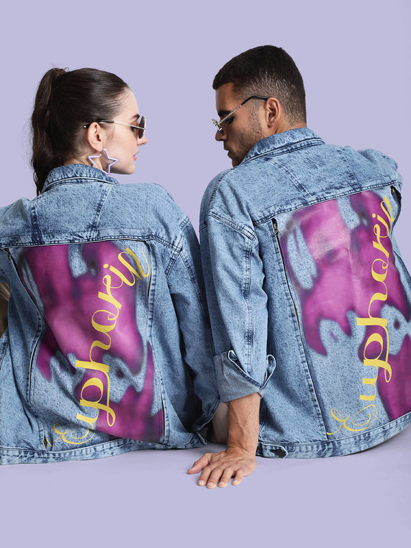 Unisex Oversized Denim Jacket With Swappable Graphic Patch