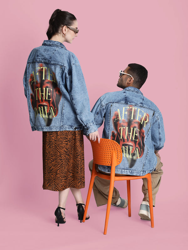 Unisex Oversized Denim Jacket With Swappable Graphic Patch