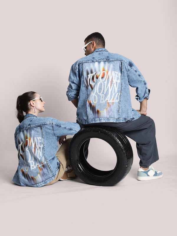 Unisex Oversized Denim Jacket With Swappable Graphic Patch