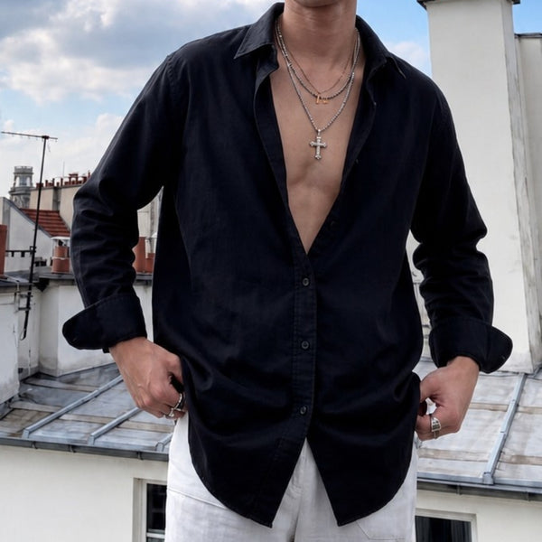 Men regular fit solid shirt