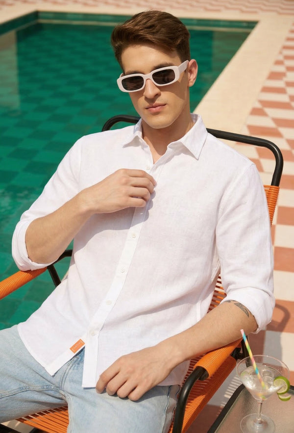 Men Regular Fit Cotton Linen Casual Shirt