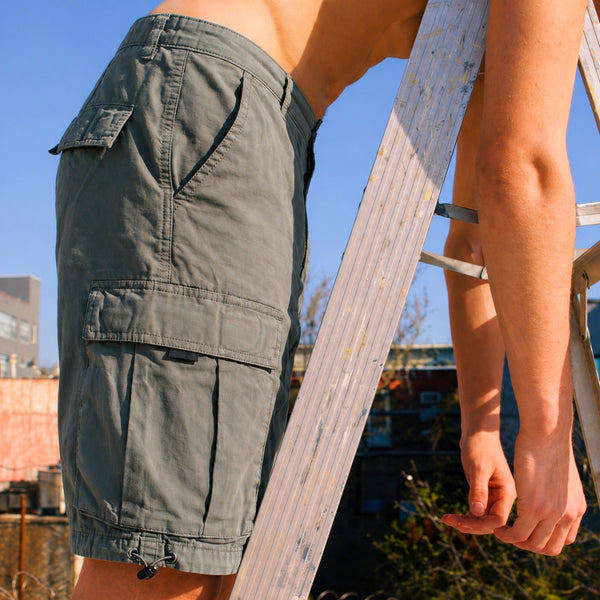 Men Relaxed Crunched Hem Utility Cargo Shorts