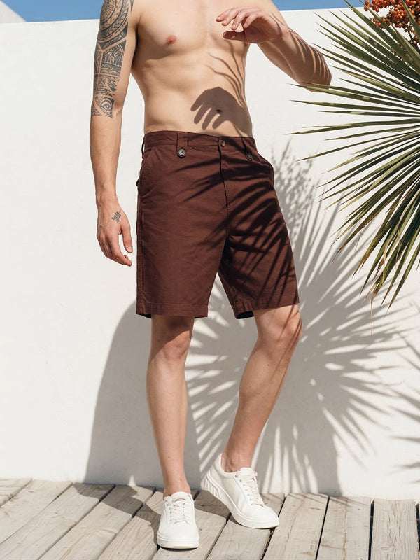 Men Relaxed Fit Casual Shorts With Front Pleats