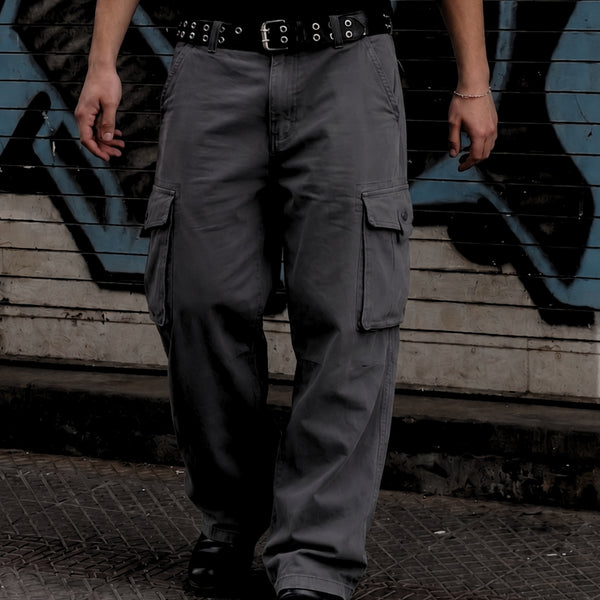 Men Baggy Solid Cargo Trousers