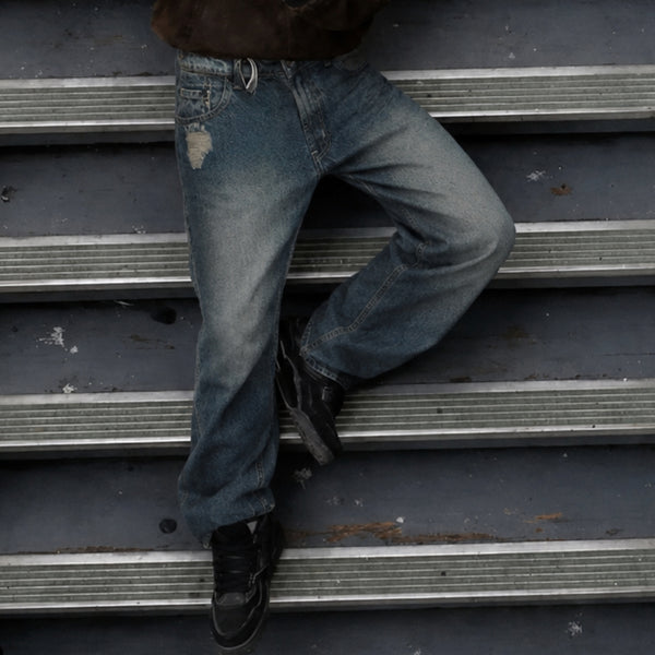 Men Relaxed Distress Tinted Jeans