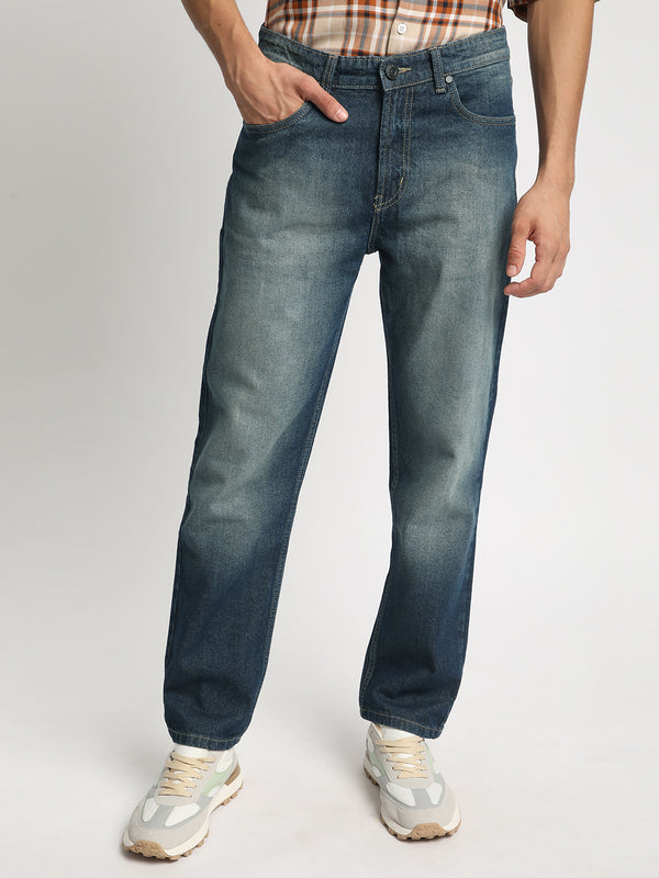 Men Solid Blue Relaxed Fit Denim Jeans