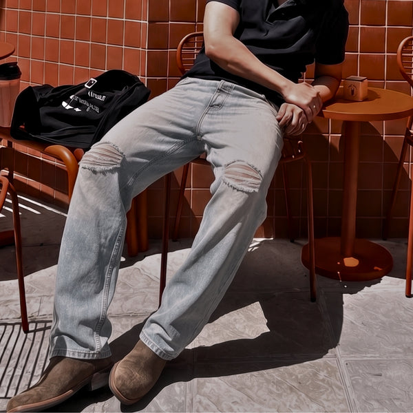 Men Baggy Distress Tinted Jeans