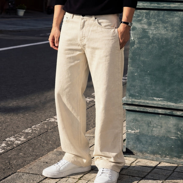 Men Ecru Baggy  Jeans