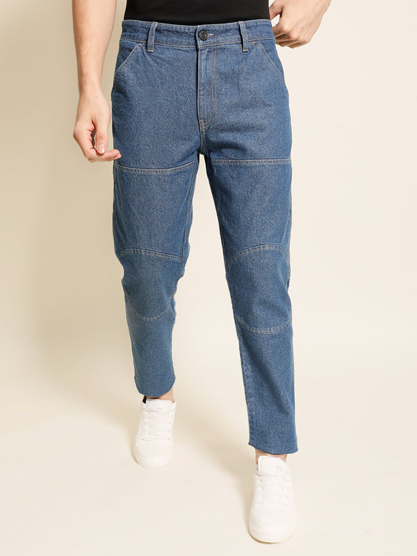 Men Blue Carrot-Fit Solid Denim Jeans