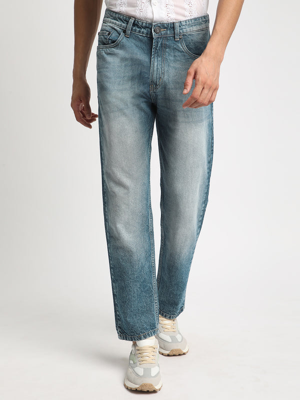 Men Solid Blue Relaxed Fit Denim Jeans