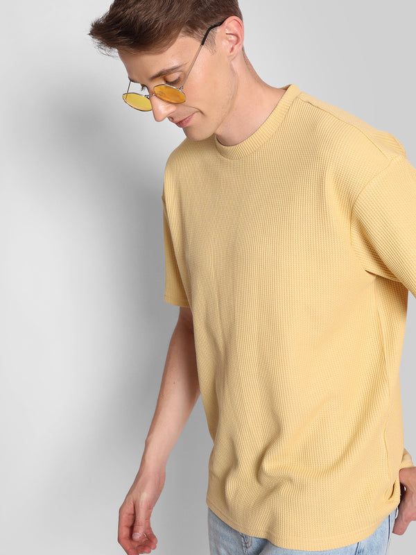 Men Oversized Waffle Knit T-Shirt