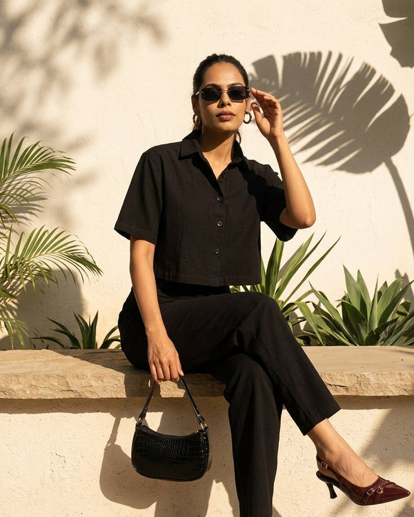 Women Relaxed Fit Co-Ord Set With Boxy Fit Top And Pants
