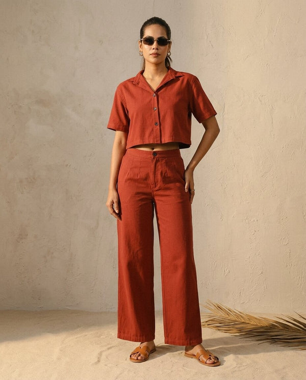 Women Relaxed Fit Co-Ord Set With Boxy Fit Top And Pants