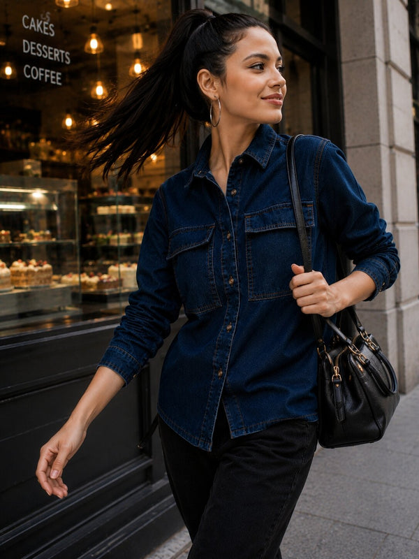 Women Regular fit Pure Cotton Denim Shirt