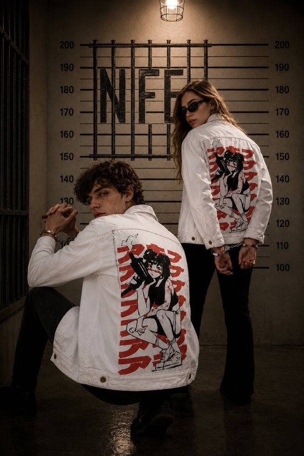 Unisex Mood Switch Relaxed Denim Jacket with Swappable Graphic Patch