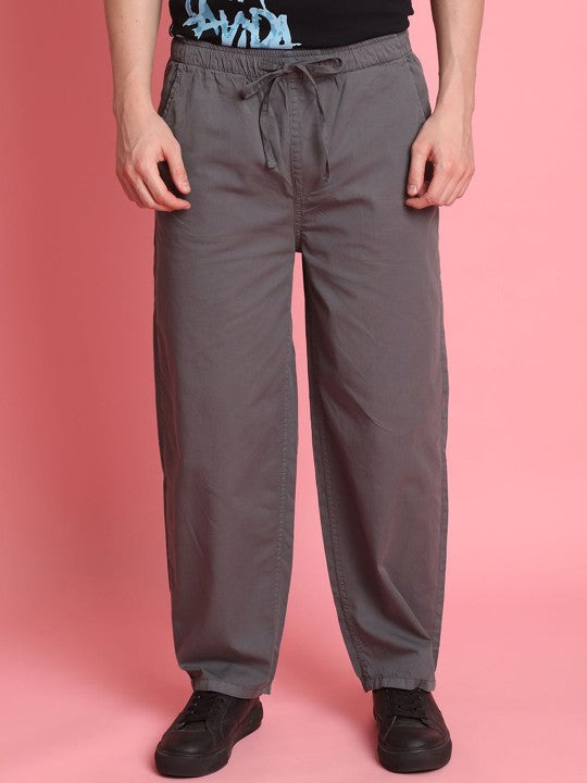 Men Cotton Loose Pleated Chinos Trousers