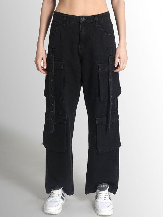 Women Straight Charcoal Trousers