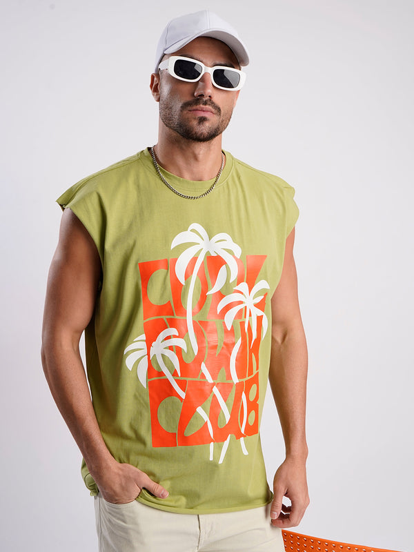 Men Printed Pure Cotton Extended Sleeves Raw Edge T-shirt