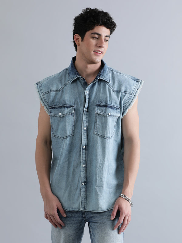 BENE KLEED Spread Collar Oversized Pure Cotton Casual Shirt