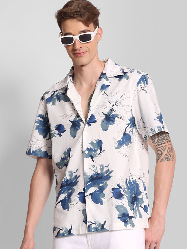 Mens Relaxed Fit Resort Collar Causal Shirt