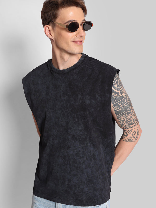 Men Oversized Casual Sleeveless Acid Wash T-Shirt